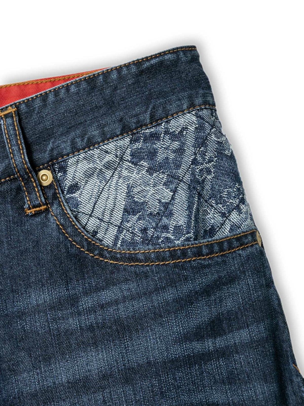 【絡繰魂】“夜桜九尾”総刺繍クロップドデニムパンツ