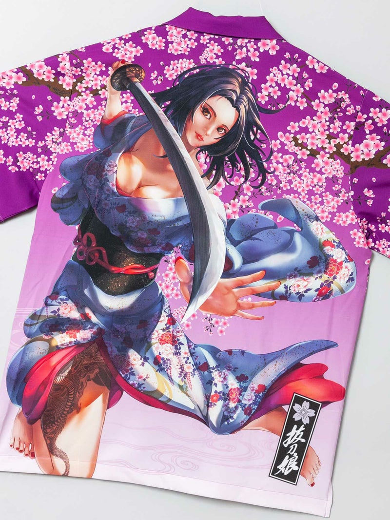 【抜刀娘 -美麗-】“凛：桜吹雪”昇華転写プリント グラデーションシャツ