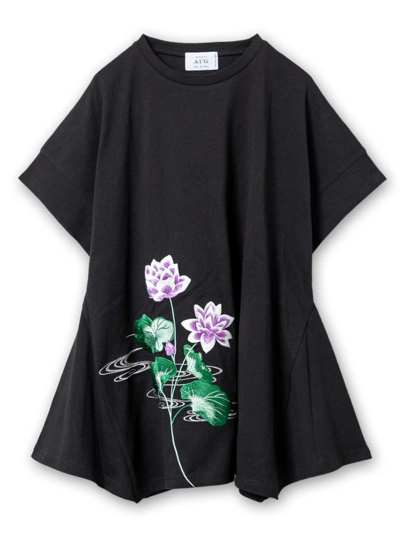 【雅結】“蓮と流水”総刺繍 変形Tシャツ