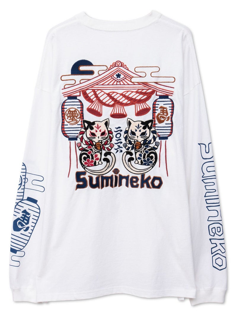 【SUMINEKO】“お参り猫”刺繍入りロンT