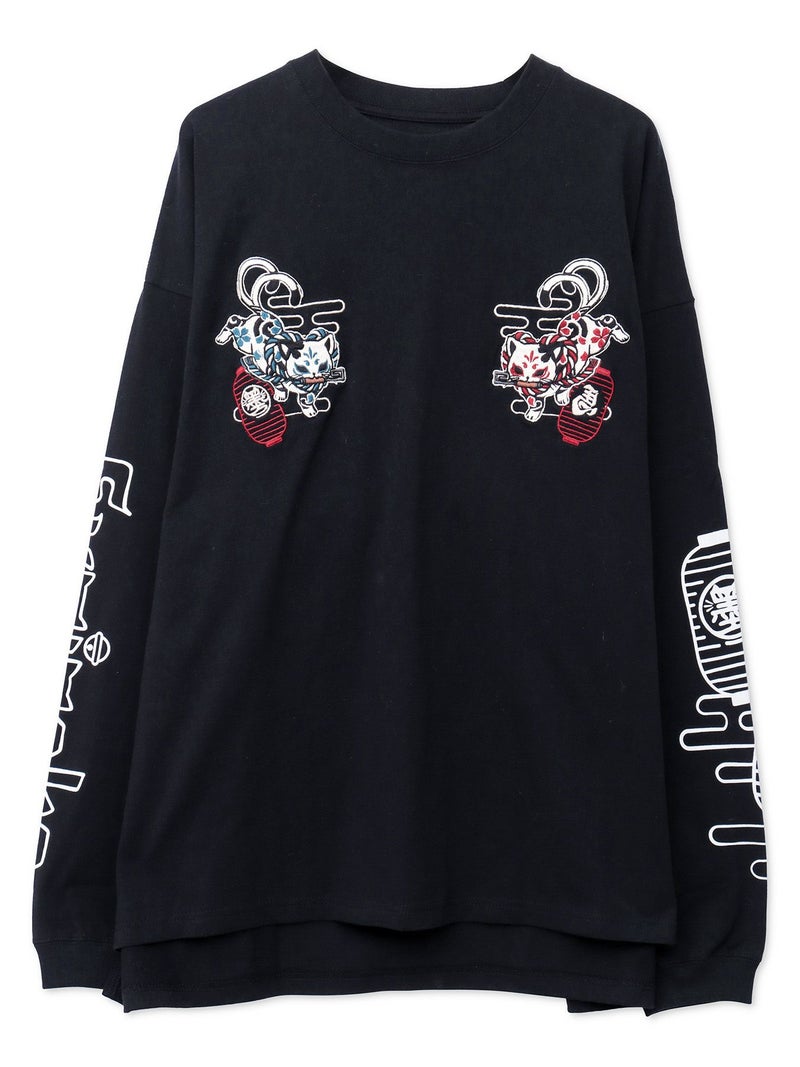 【SUMINEKO】“お参り猫”刺繍入りロンT