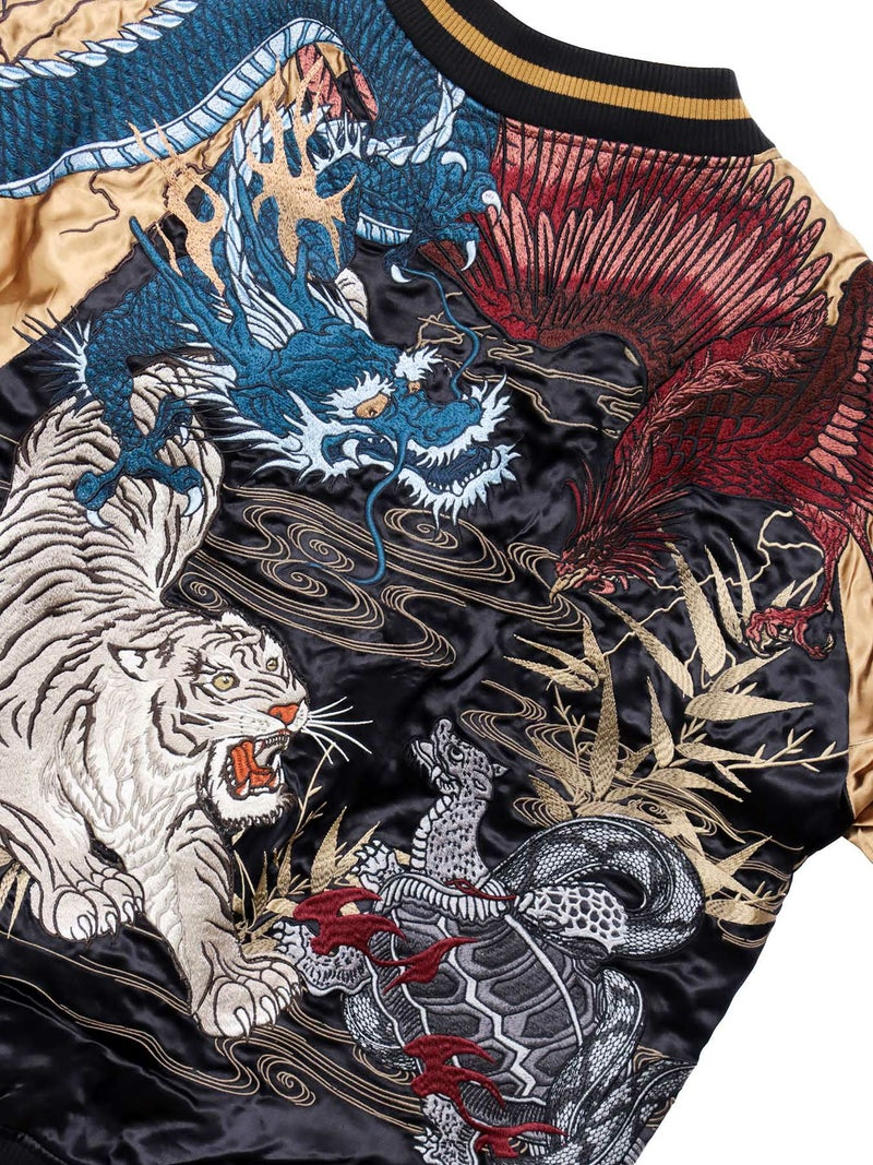 【絡繰魂・頂】“四神と麒麟”総刺リバーシブルスカジャン〔別注〕