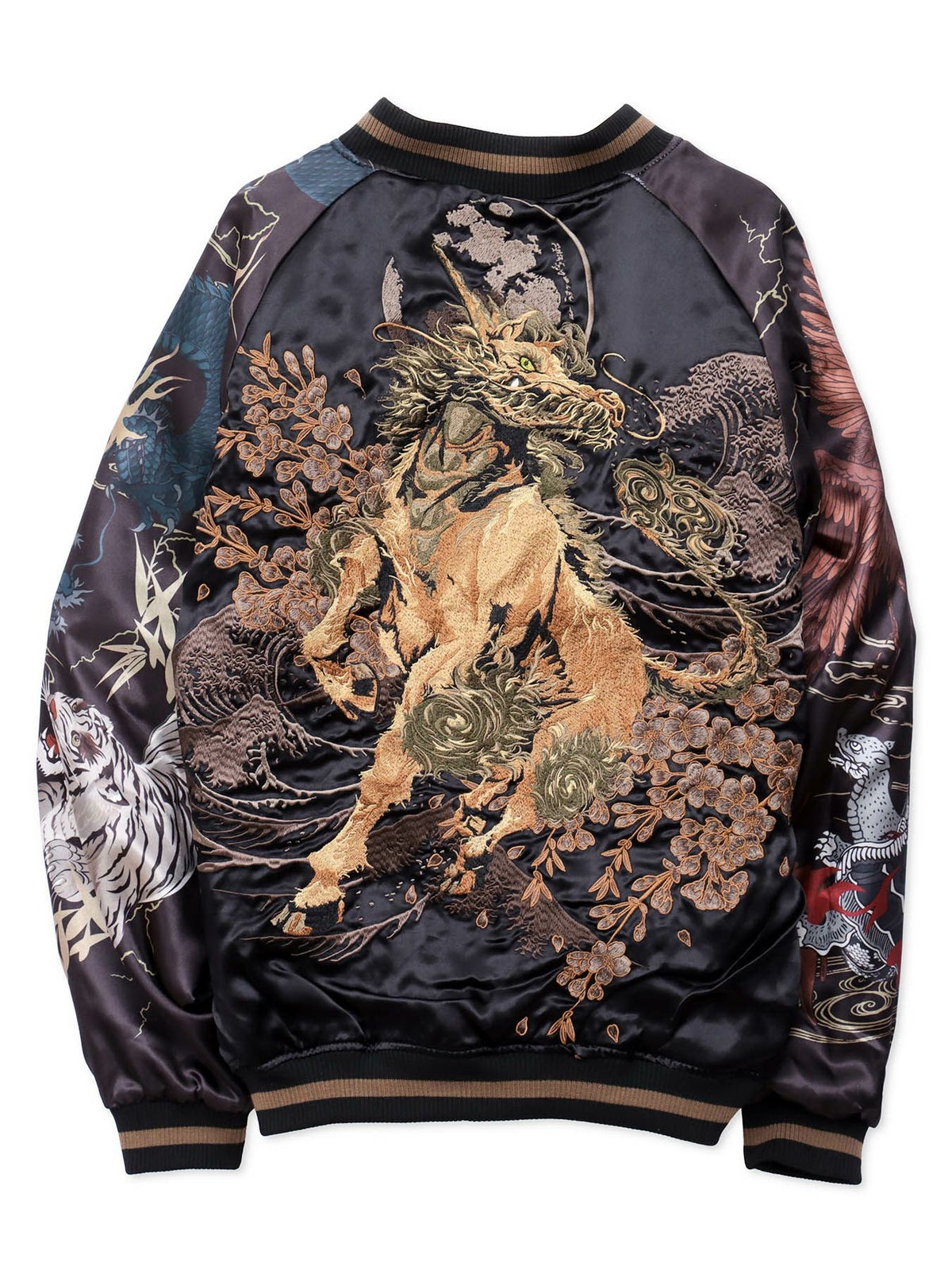 【絡繰魂・頂】“四神と麒麟”総刺リバーシブルスカジャン〔別注〕