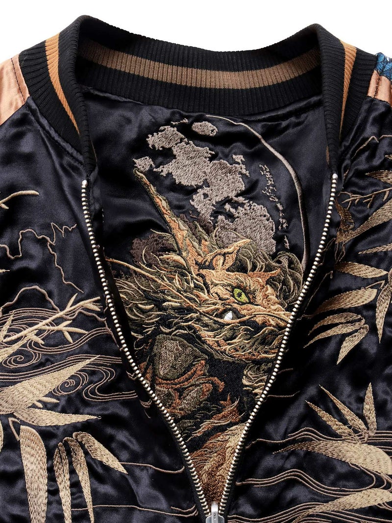 【絡繰魂・頂】“四神と麒麟”総刺リバーシブルスカジャン〔別注〕