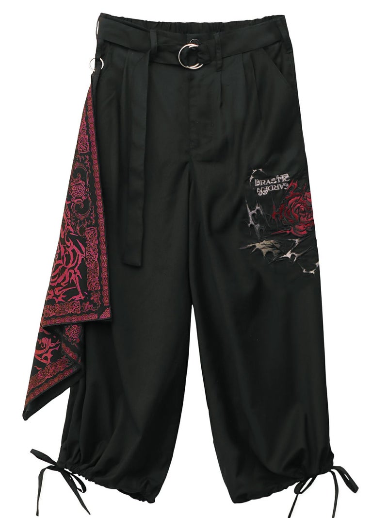 【DRASTIC GARDEN】“稲妻ノ薔薇”総刺繍ワイドパンツ