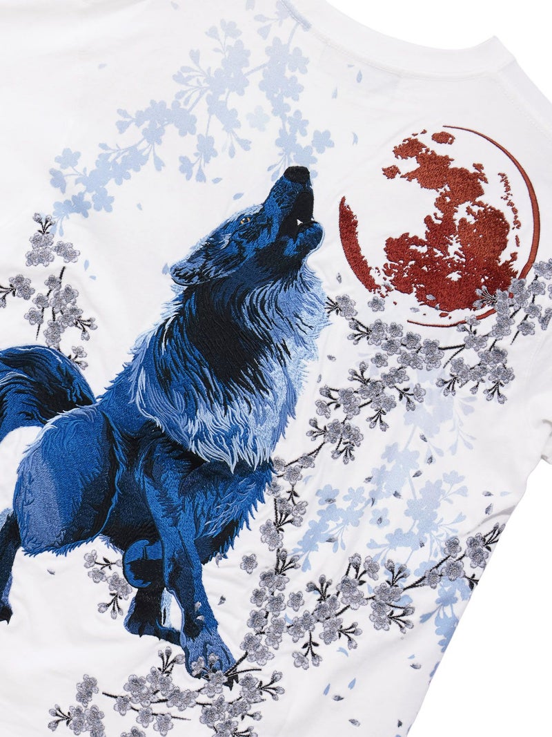 【絡繰魂・粋】“月光狼”刺繍入りロンT