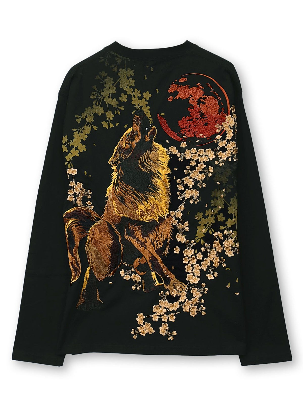 【絡繰魂・粋】“月光狼”刺繍入りロンT