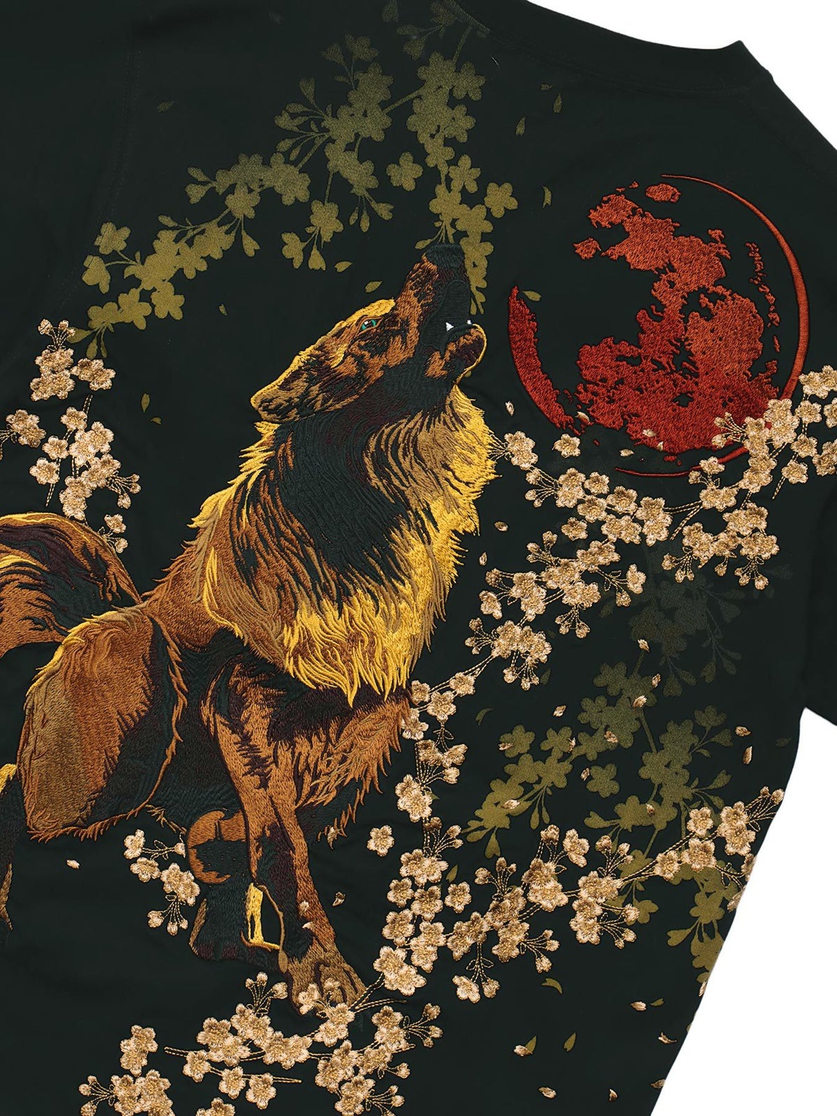 【絡繰魂・粋】“月光狼”刺繍入りロンT