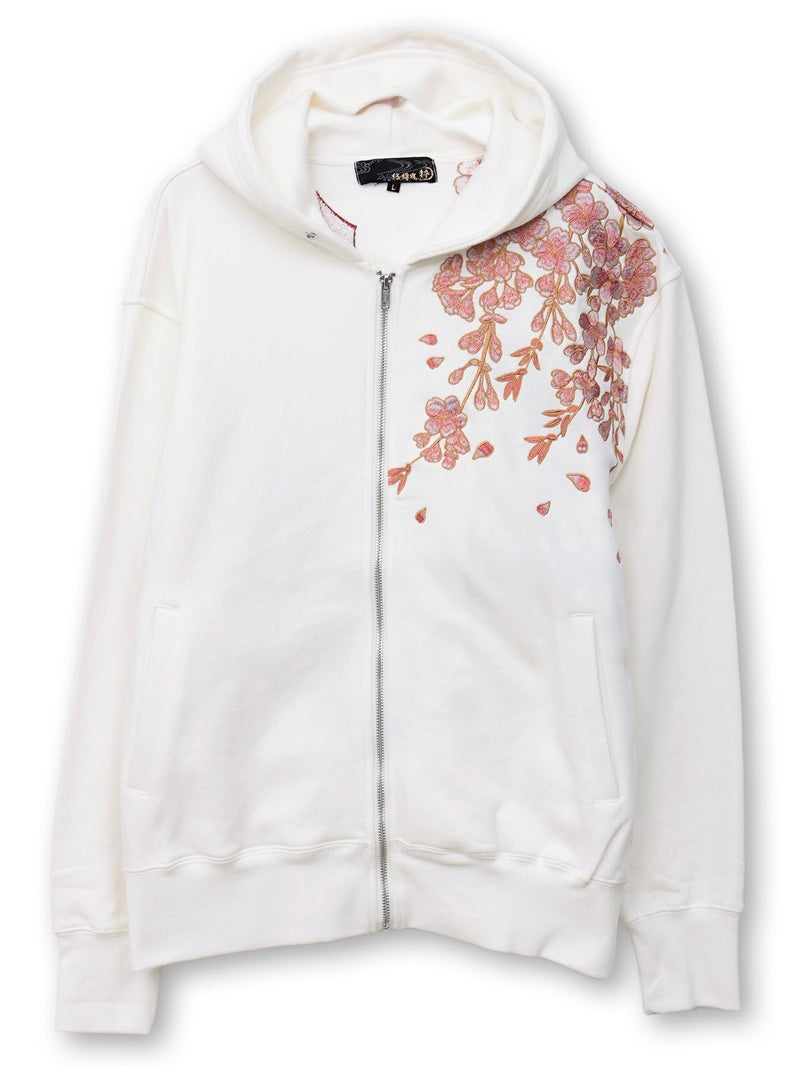 【絡繰魂・粋】“猫又戯れ”刺繍入りZIPパーカー