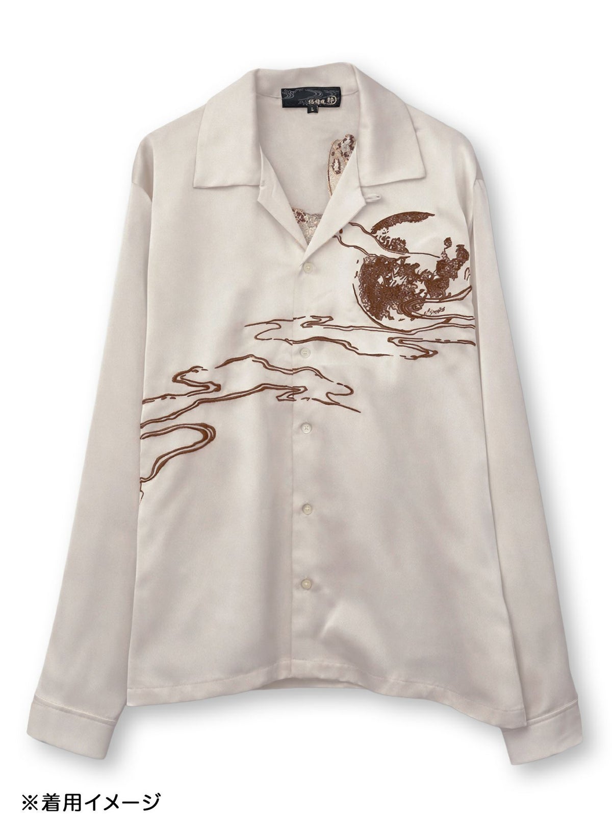 【絡繰魂・粋】“踊る猫又”刺繍入り長袖シャツ
