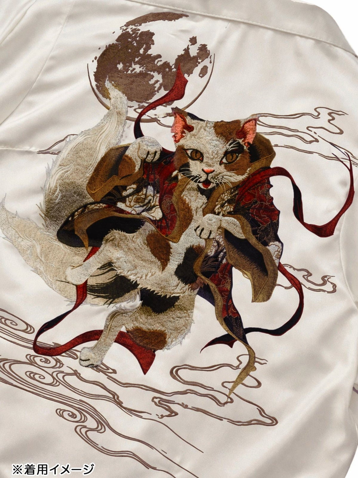 【絡繰魂・粋】“踊る猫又”刺繍入り長袖シャツ