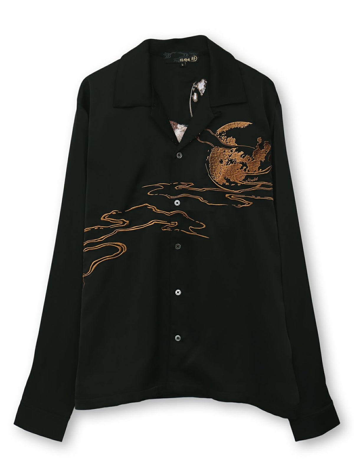 【絡繰魂・粋】“踊る猫又”刺繍入り長袖シャツ