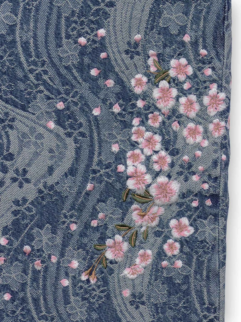 【絡繰魂】“桜流水”ジャガードデニムパンツ