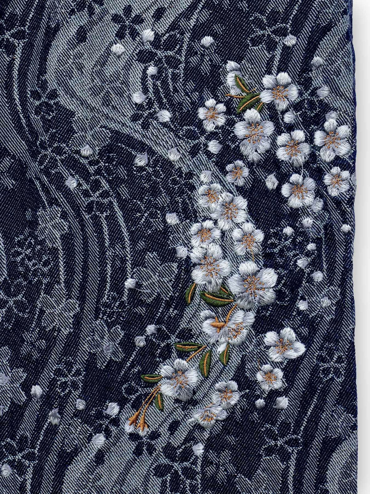 【絡繰魂】“桜流水”ジャガードデニムパンツ