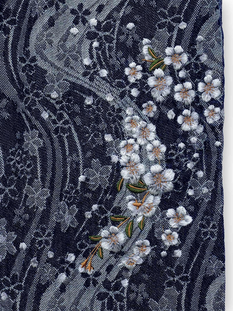 【絡繰魂】“桜流水”ジャガードデニムパンツ