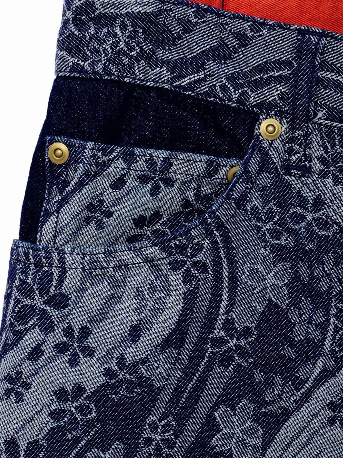 【絡繰魂】“桜流水”ジャガードデニムパンツ