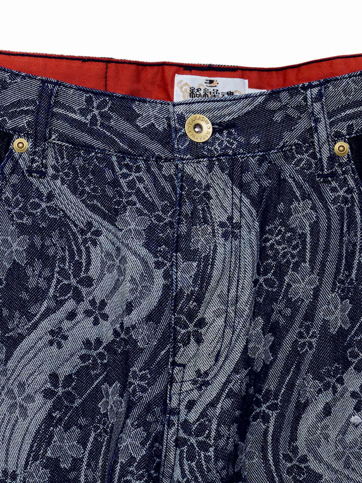 【絡繰魂】“桜流水”ジャガードデニムパンツ