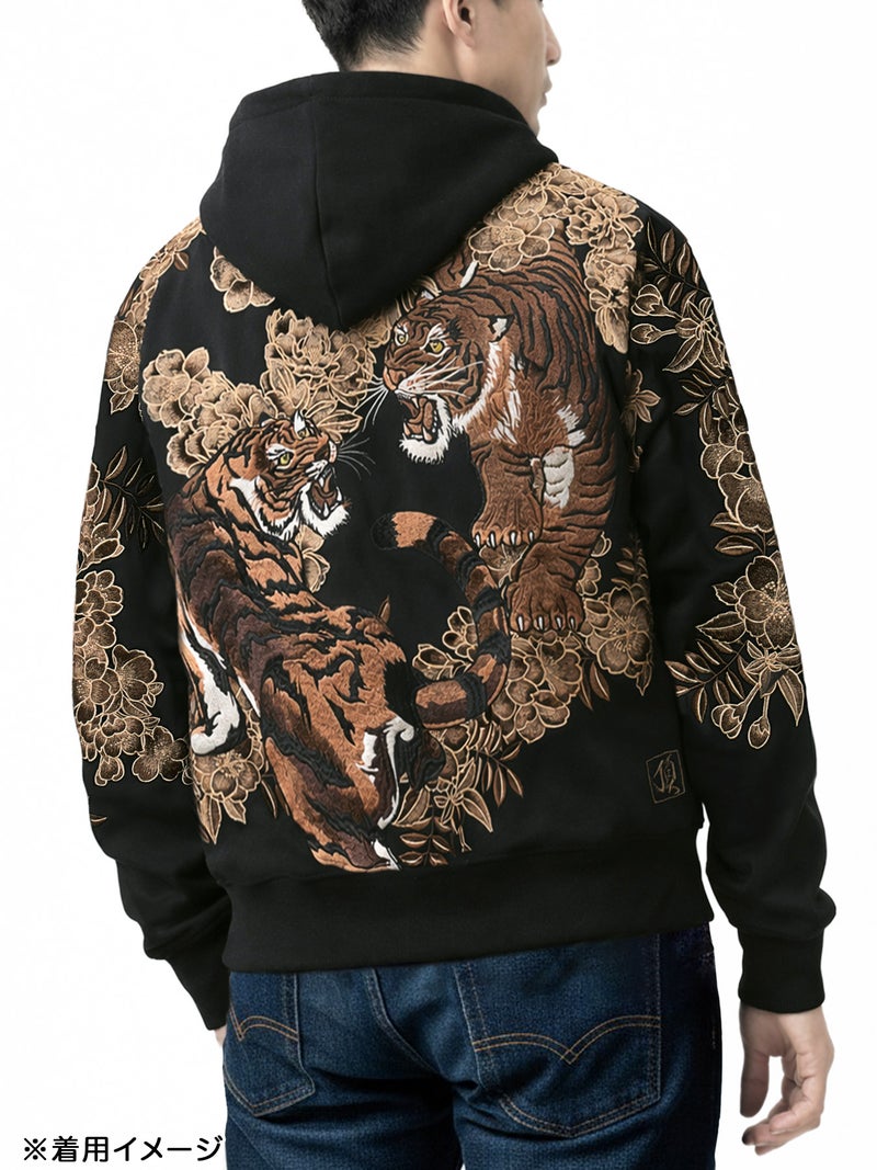 【絡繰魂・頂】“猛虎ノ頂”総刺繍ZIPパーカー