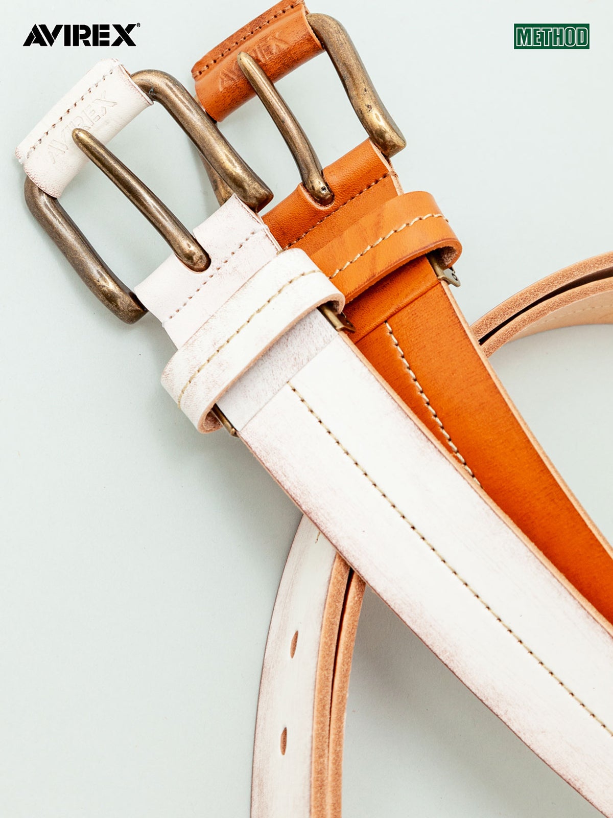 【AVIREX】CENTER STITCH COW LEATHER BELT〔LIMITED〕