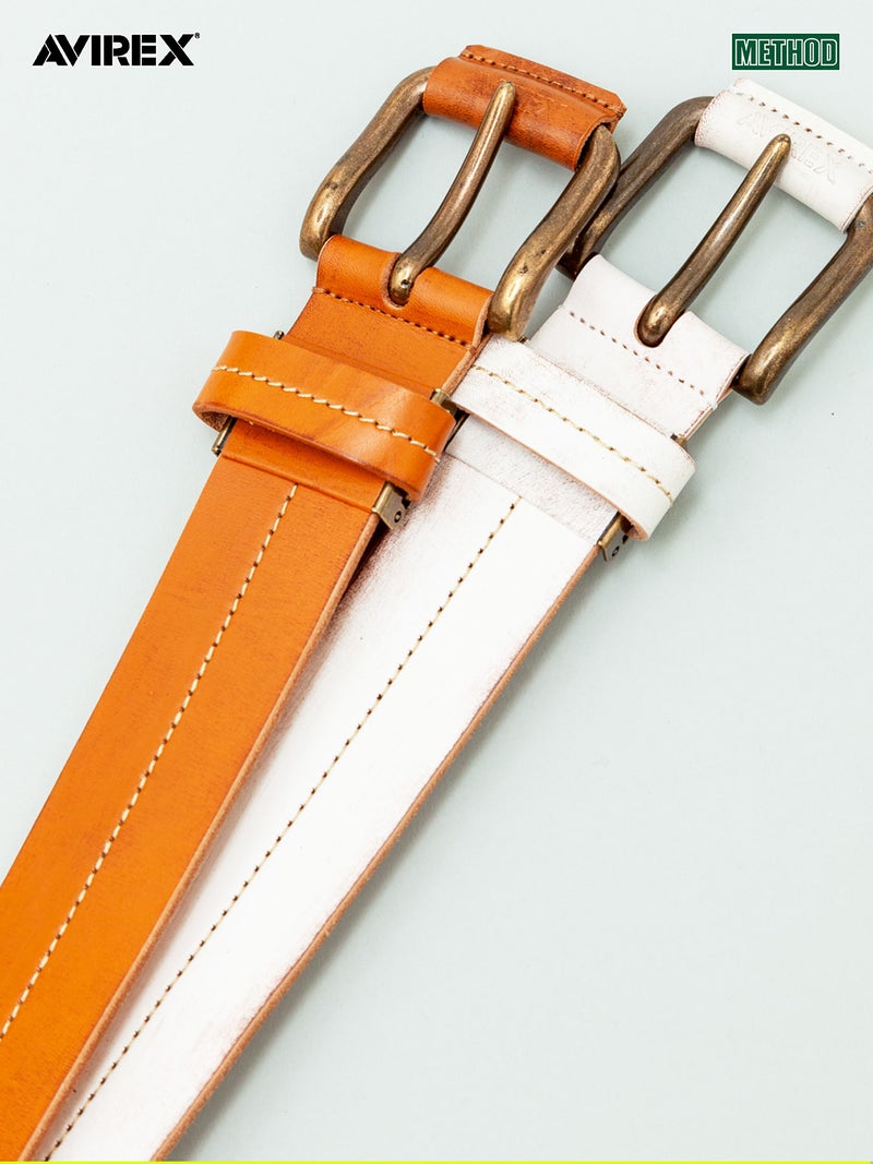 【AVIREX】CENTER STITCH COW LEATHER BELT〔LIMITED〕