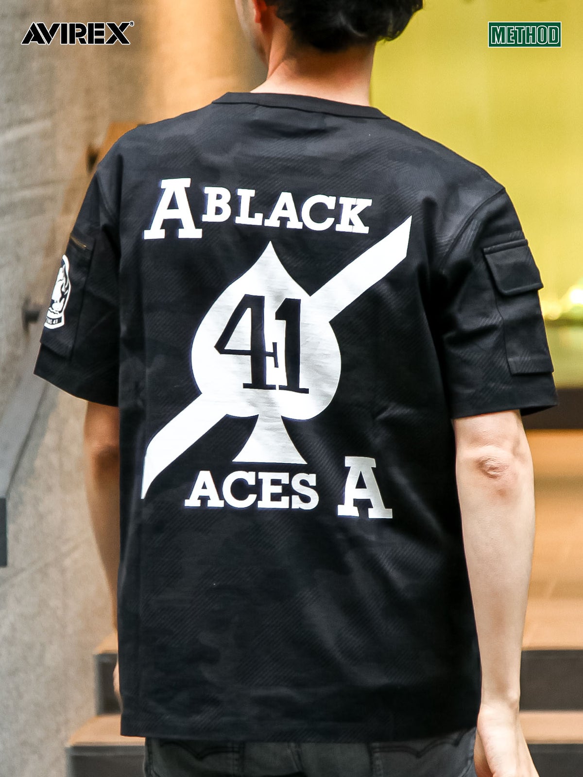 【AVIREX】“BLACK ACES”PRINT S/S FATIGUE T-SHIRT〔LIMITED〕