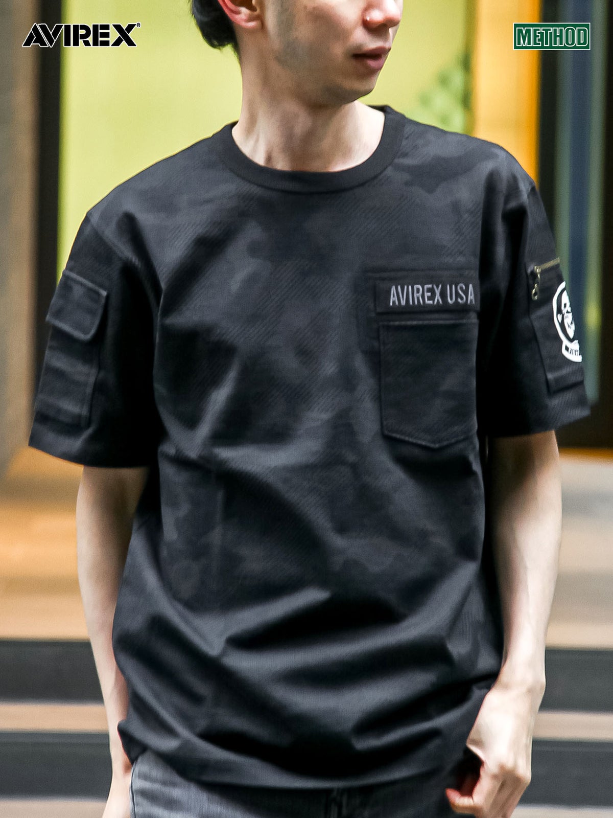 【AVIREX】“BLACK ACES”PRINT S/S FATIGUE T-SHIRT〔LIMITED〕