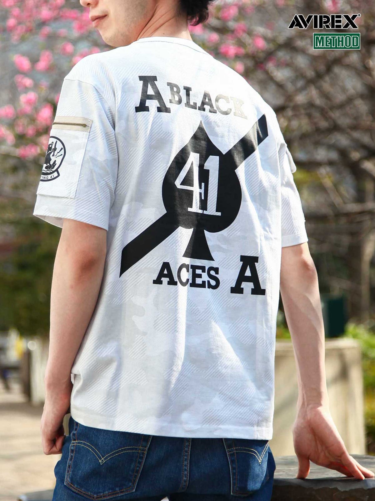【AVIREX】“BLACK ACES”PRINT S/S FATIGUE T-SHIRT〔LIMITED〕