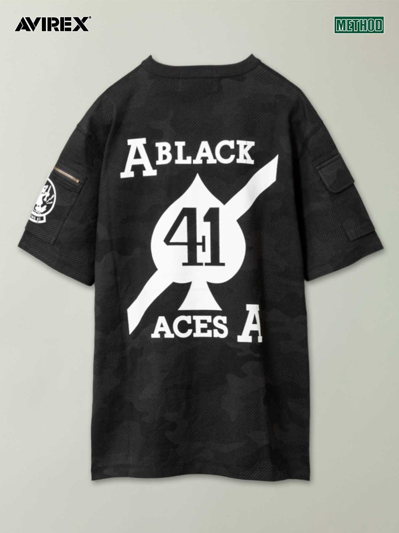 【AVIREX】“BLACK ACES”PRINT S/S FATIGUE T-SHIRT〔LIMITED〕
