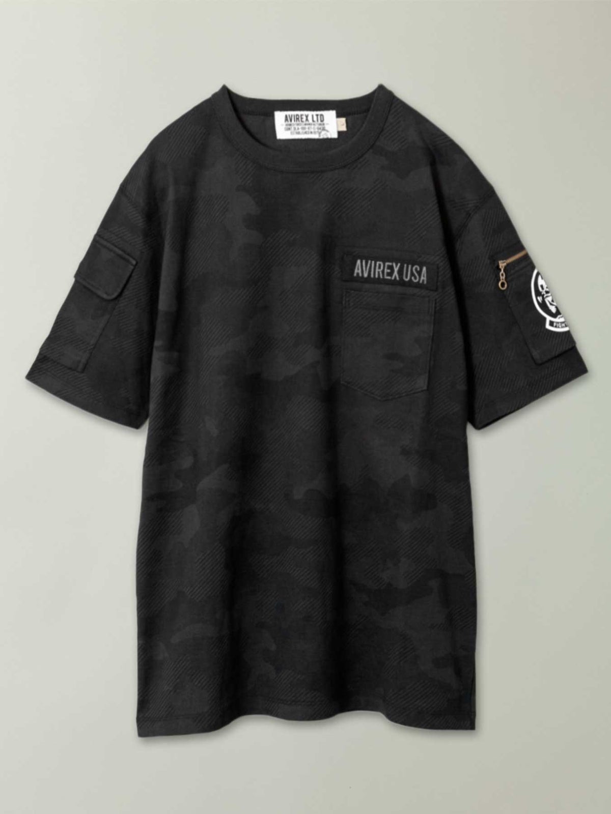 【AVIREX】“BLACK ACES”PRINT S/S FATIGUE T-SHIRT〔LIMITED〕