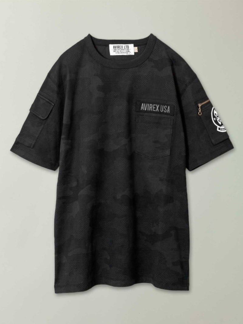 【AVIREX】“BLACK ACES”PRINT S/S FATIGUE T-SHIRT〔LIMITED〕