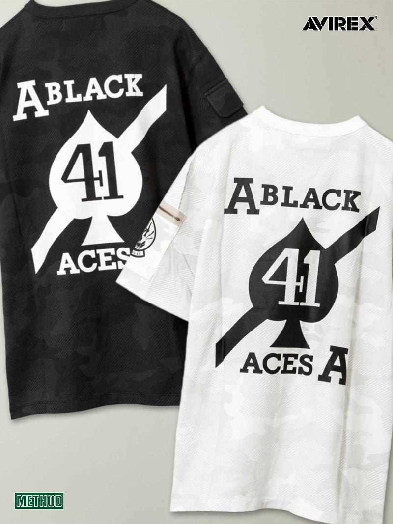 【AVIREX】“BLACK ACES”PRINT S/S FATIGUE T-SHIRT〔LIMITED〕