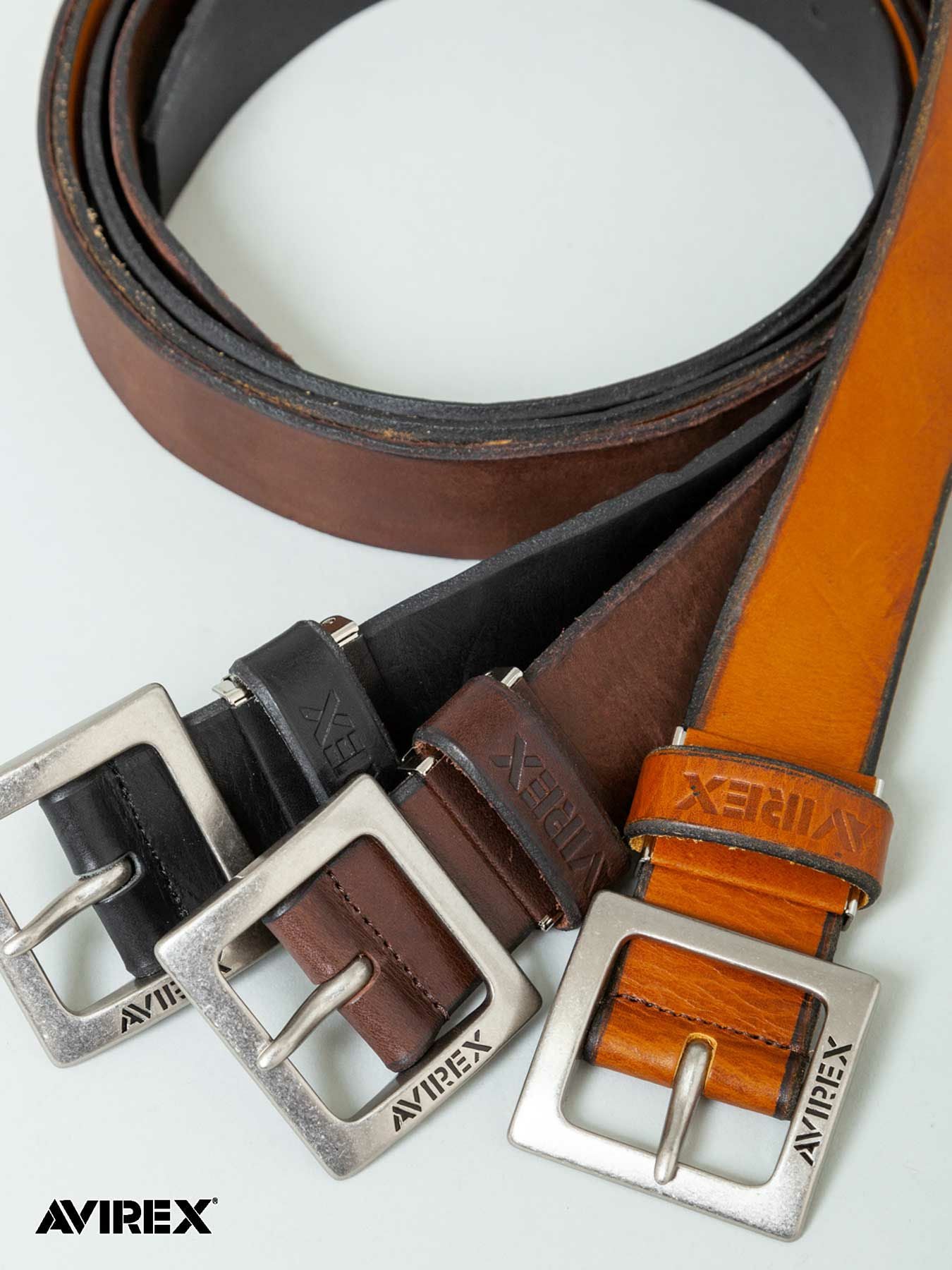 ≪20%OFF≫【AVIREX】VINTAGE PROCESSING COW LEATHER BELT≪返品・取