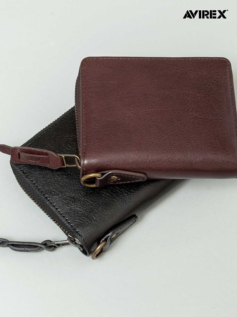 【AVIREX】“BEIDE” ROUND ZIP MIDDLE WALLET AX9101 ◇ ∴