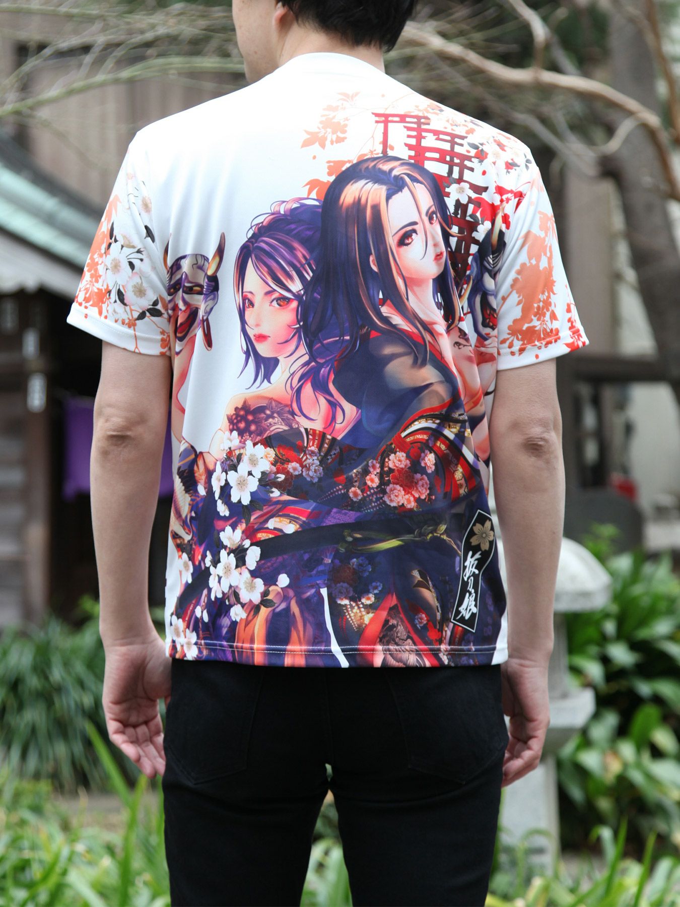 ≪30%OFF≫【抜刀娘-美麗-】“桜舞う娘たち”昇華転写プリントTシャツ