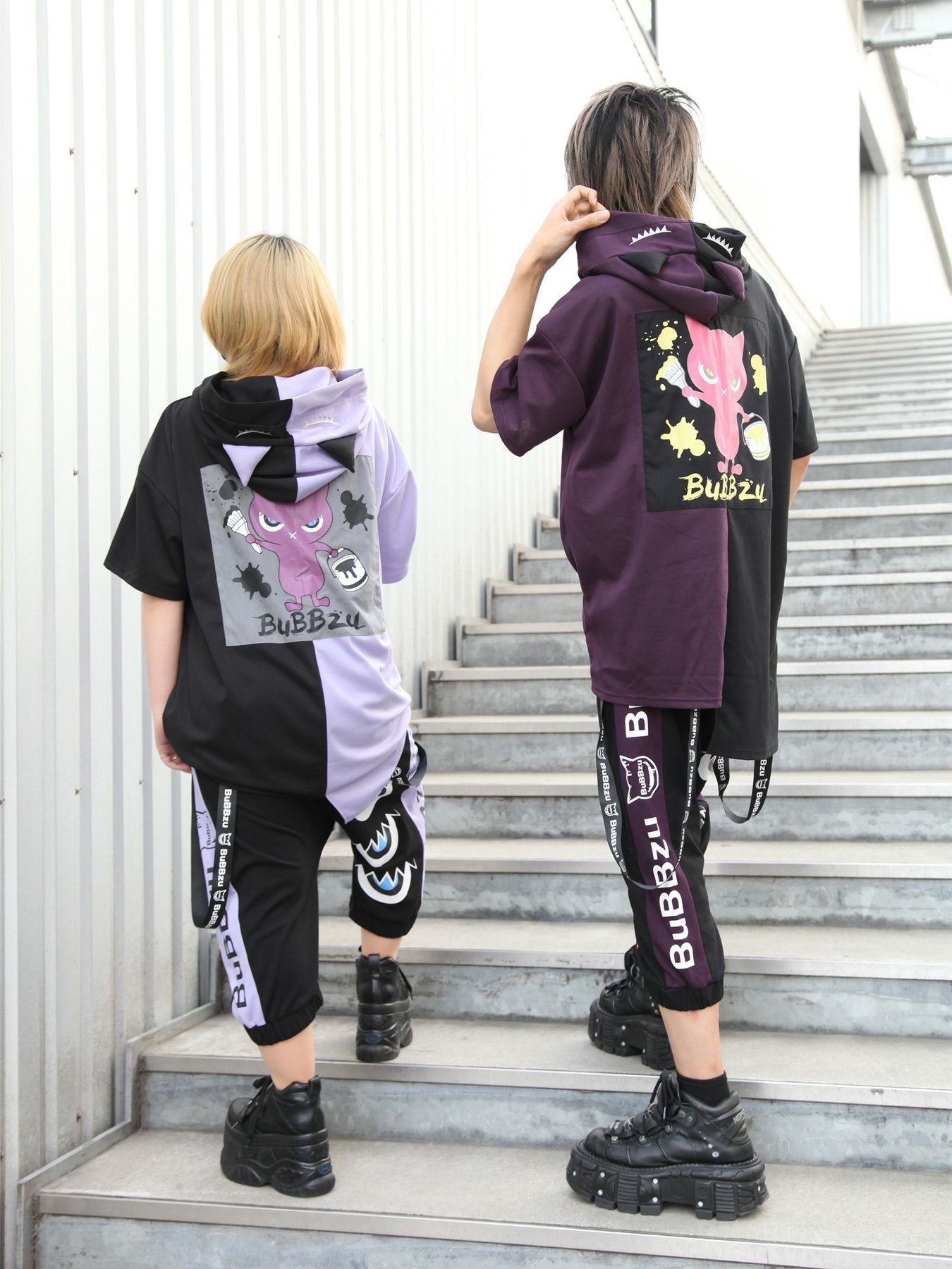 ≪31%OFF≫【BuBBzu】“YU-UTSU”配色切替アシンメトリー半袖ロング