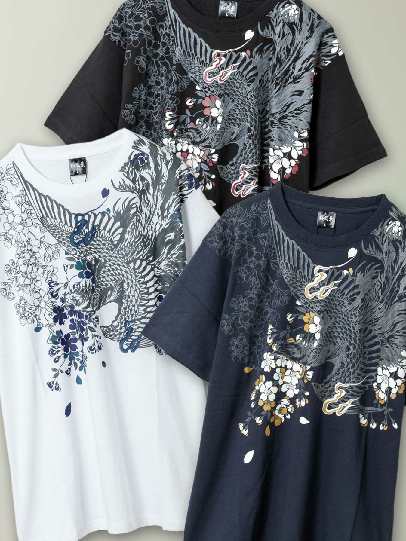 ≪45%OFF≫【和風景】“鳳凰と桜”プリントTシャツ≪返品・取寄対応不可