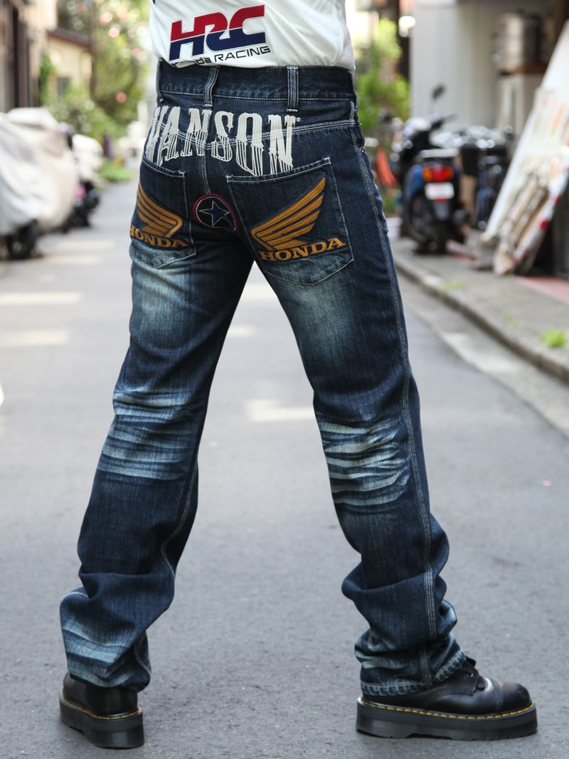  【HONDA×VANSON】“ウィングホイール”総刺繍デニムパンツ