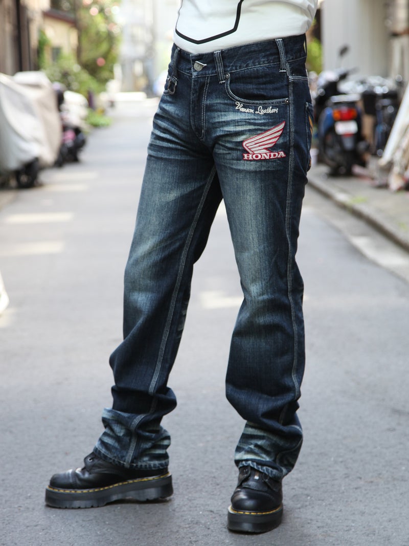  【HONDA×VANSON】“ウィングホイール”総刺繍デニムパンツ