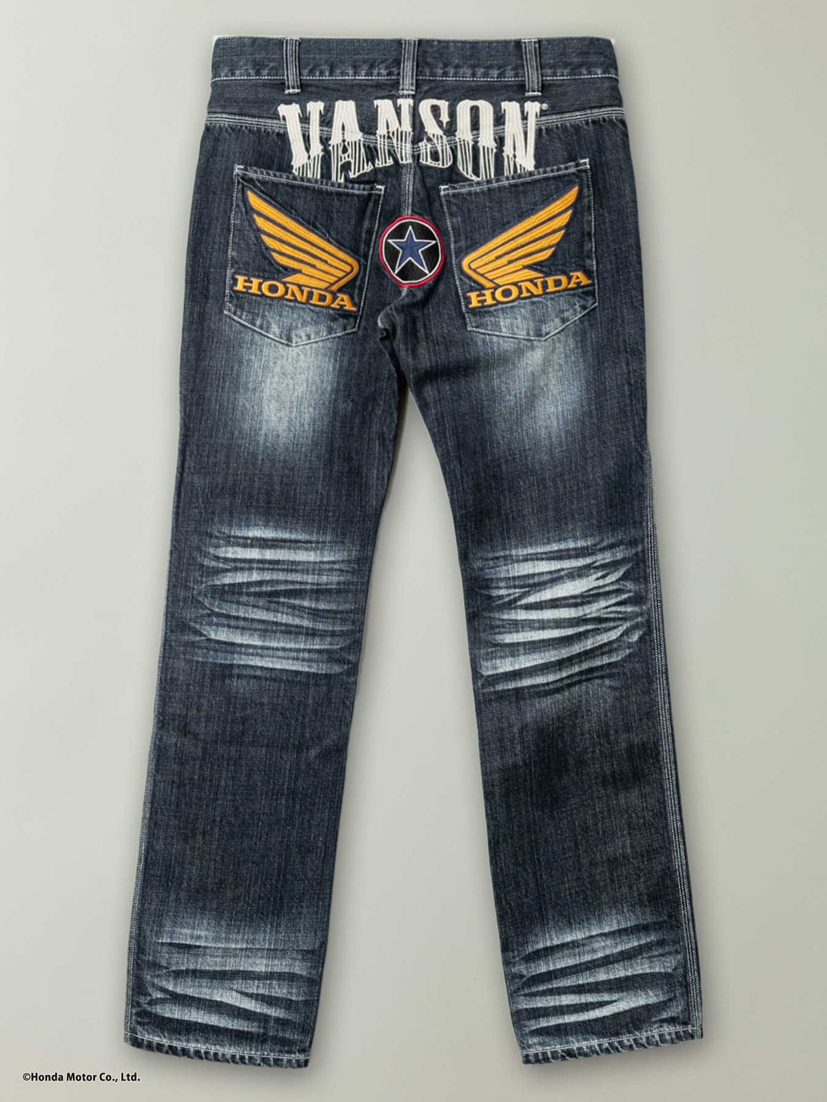  【HONDA×VANSON】“ウィングホイール”総刺繍デニムパンツ