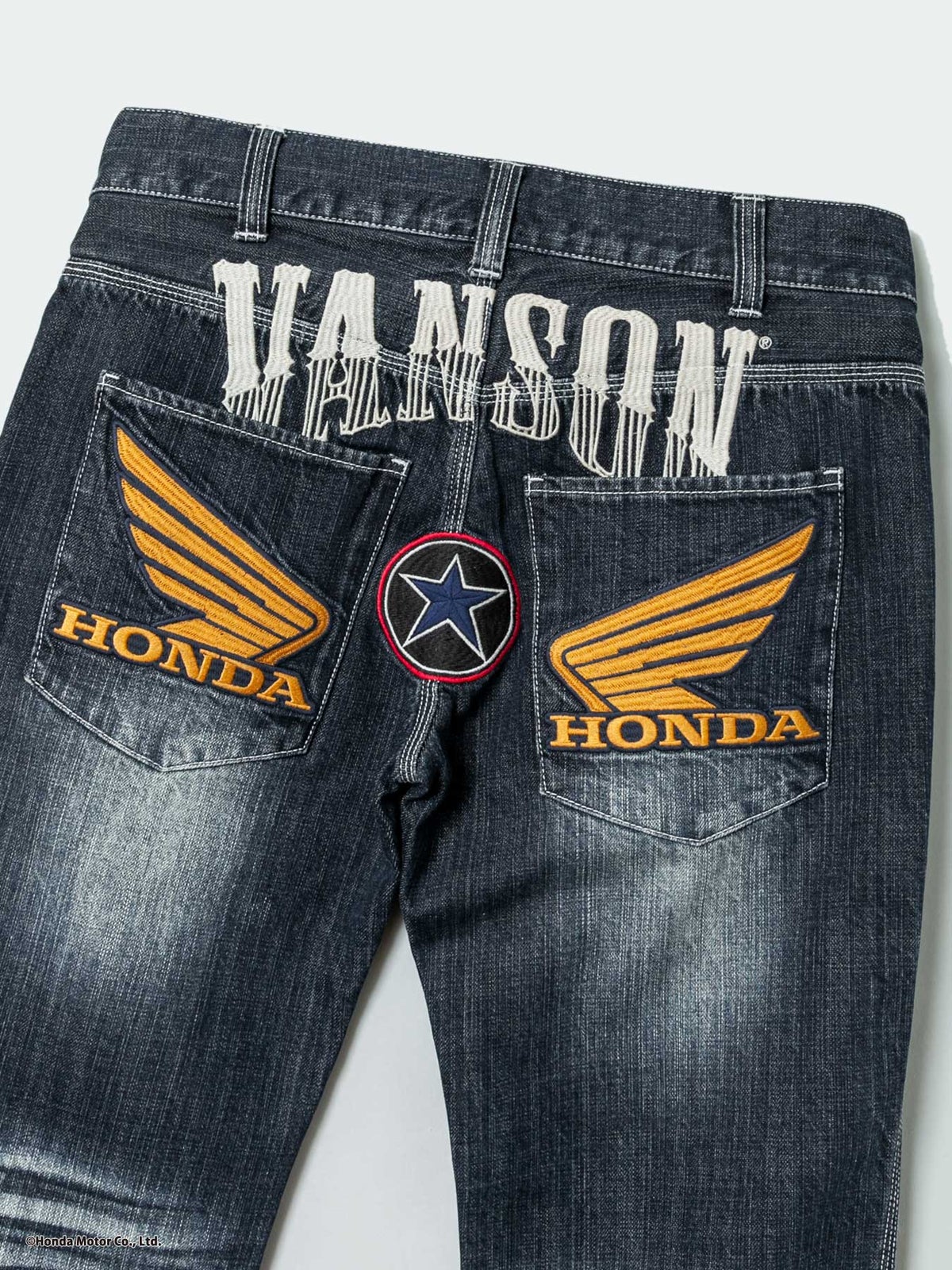  【HONDA×VANSON】“ウィングホイール”総刺繍デニムパンツ