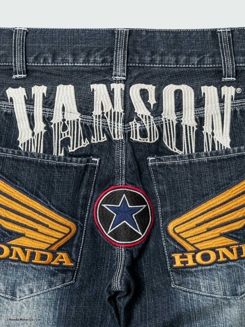 【HONDA×VANSON】“ウィングホイール”総刺繍デニムパンツ
