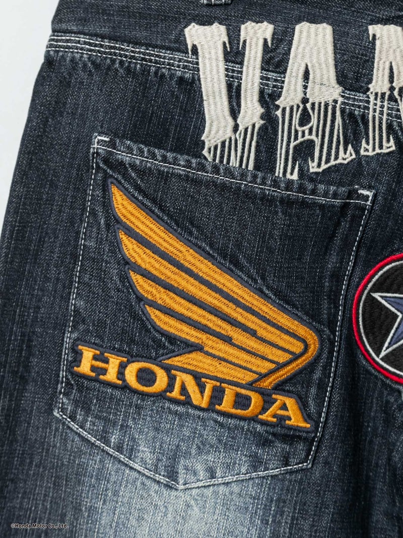  【HONDA×VANSON】“ウィングホイール”総刺繍デニムパンツ