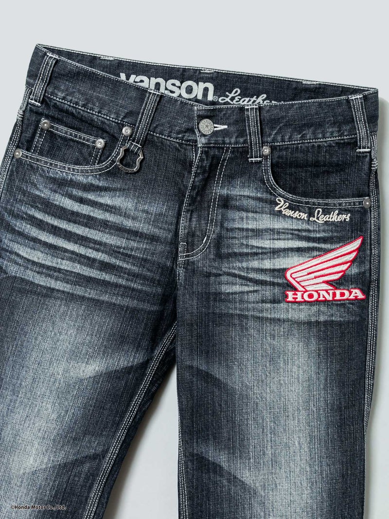  【HONDA×VANSON】“ウィングホイール”総刺繍デニムパンツ