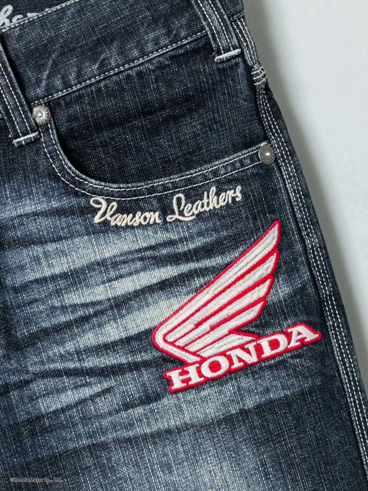  【HONDA×VANSON】“ウィングホイール”総刺繍デニムパンツ
