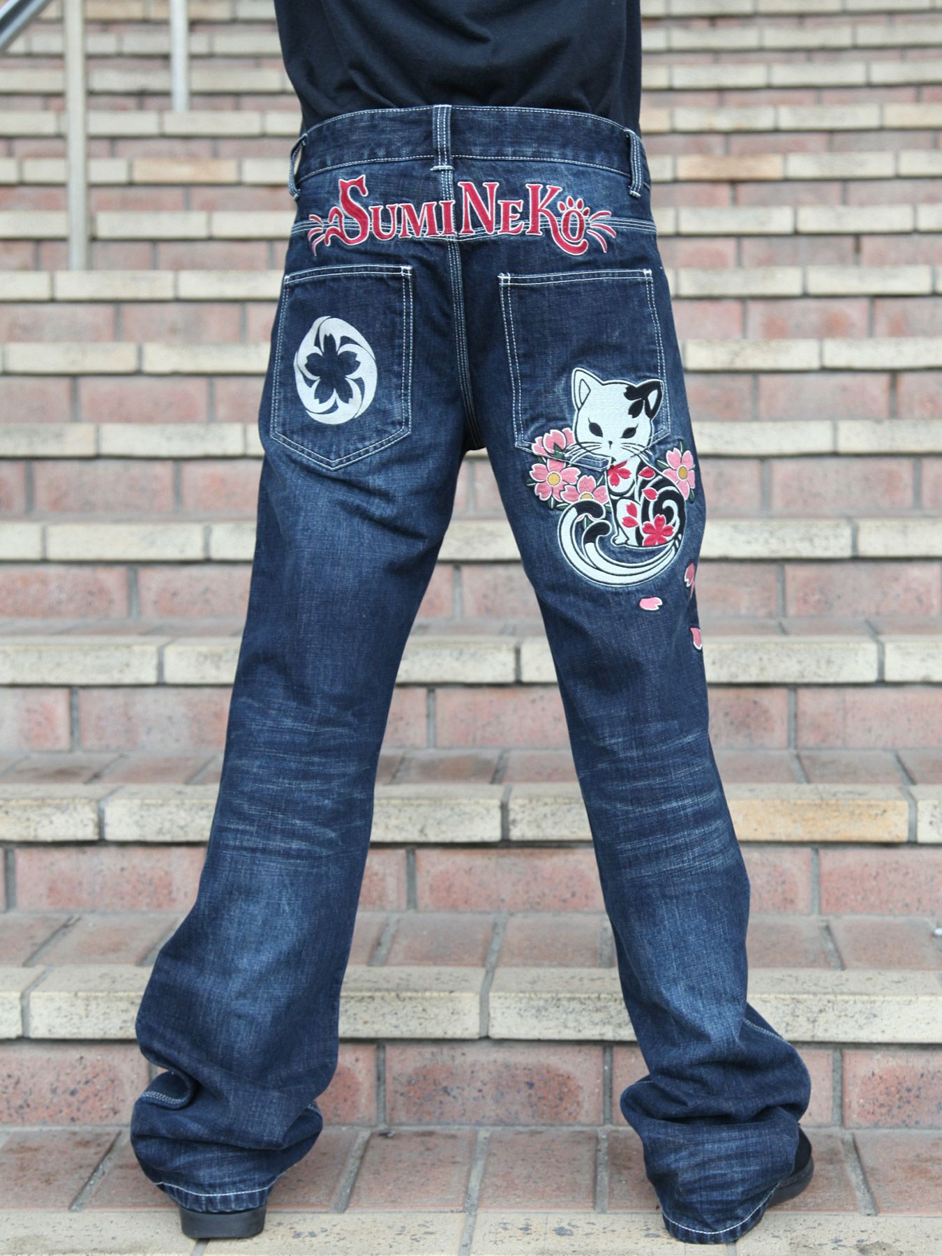 ≪20%OFF≫【SUMINEKO】“スミサクラ”総刺繍デニムパンツ≪返品・取寄