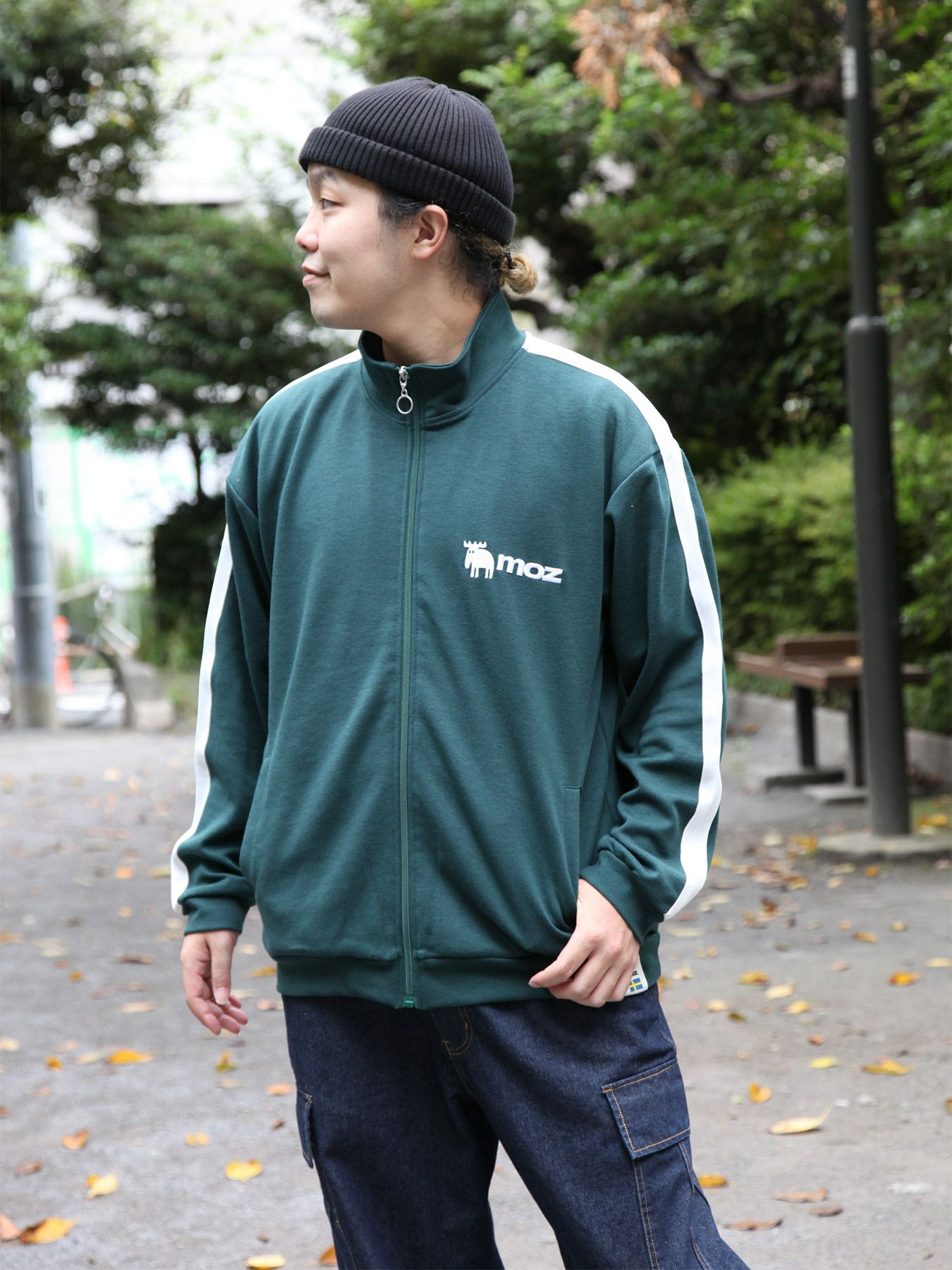 ≪30%OFF≫【moz】エルク刺繍入りダンボールトラックジャケット≪返品