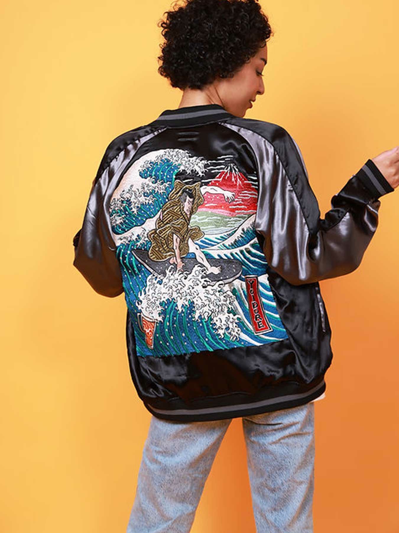 ≪30%OFF≫【YOIDORE】“浮世絵：ビール”総刺繍リバーシブルスカジャン