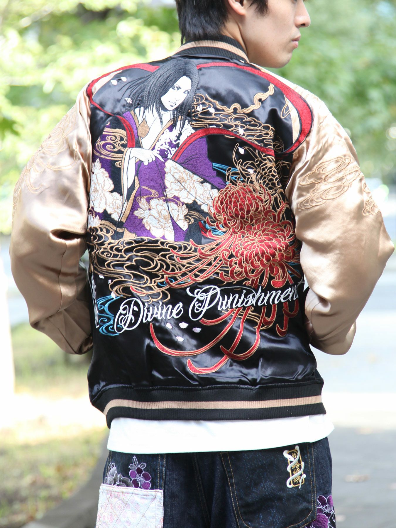 ≪30%OFF≫【抜刀娘】“葵：天女”総刺繍リバーシブルスカジャン≪返品