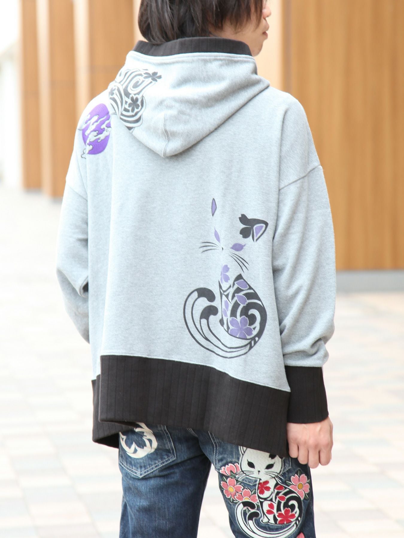 ≪30%OFF≫【SUMINEKO】“溶け込む猫”BIGシルエットプルパーカー≪返品