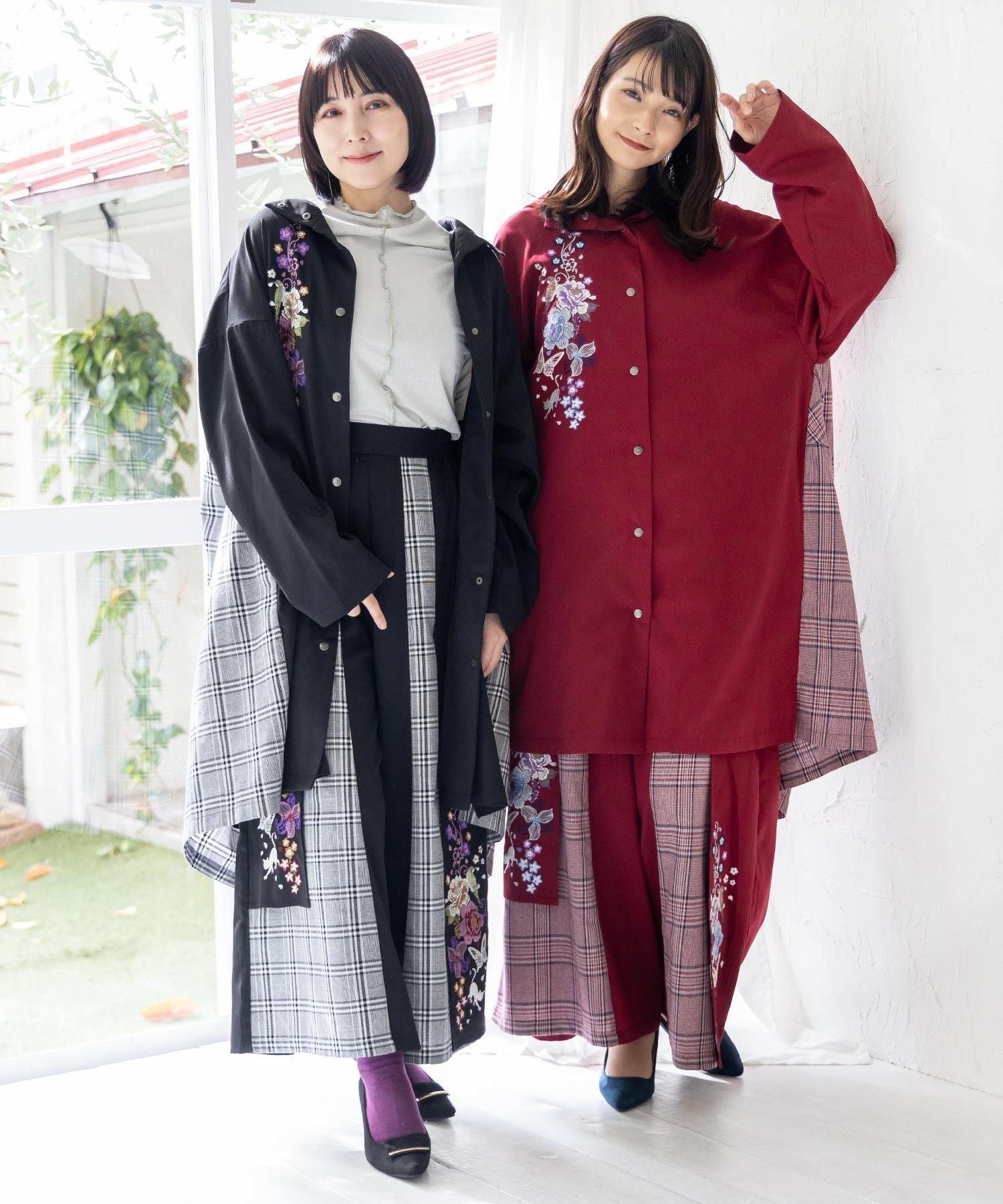 ≪30%OFF≫【雅結×iS ScoLar】コラボ 和風刺繍シャツワンピース≪返品